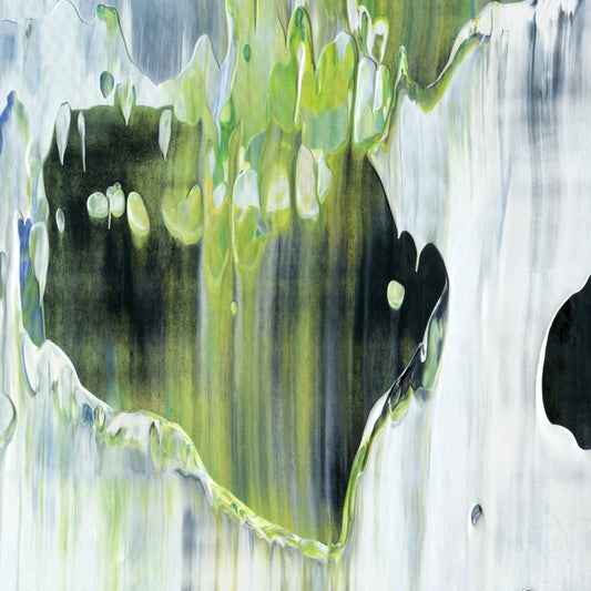 Abeyant Exhalation E4 is an abstract oil-on-canvas artwork, a fractal of its parent painting Abeyant Exhalation created by Anna Judd for the Scales Collection.