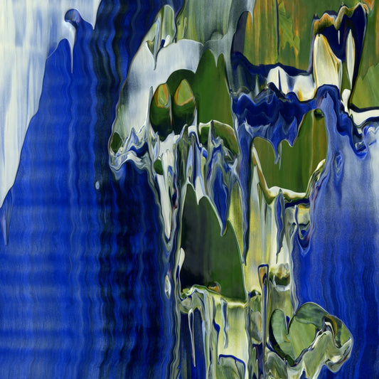 All Donkeys Go to Heaven B2 is an abstract oil-on-canvas artwork, a fractal of its parent painting All Donkeys Go to Heaven created by Anna Judd for the Scales Collection.