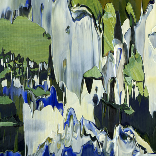 All Donkeys Go to Heaven D3 is an abstract oil-on-canvas artwork, a fractal of its parent painting All Donkeys Go to Heaven created by Anna Judd for the Scales Collection.