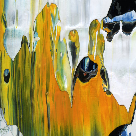 Amphibious Whimsy B1 is an abstract oil-on-canvas artwork, a fractal of its parent painting Amphibious Whimsy created by Anna Judd for the Scales Collection.