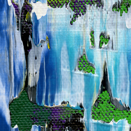 Approaching Aeaea D3 is an abstract oil-on-canvas artwork, a fractal of its parent painting Approaching Aeaea created by Anna Judd for the Scales Collection.