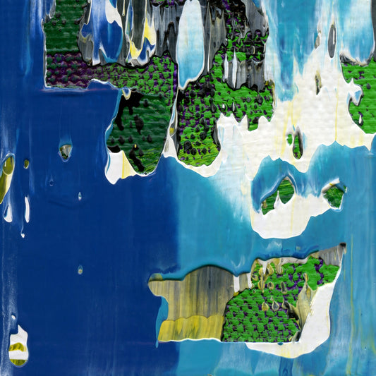 Approaching Aeaea E3 is an abstract oil-on-canvas artwork, a fractal of its parent painting Approaching Aeaea created by Anna Judd for the Scales Collection.