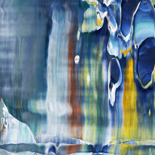 Aqueous Excavation A1 is an abstract oil-on-canvas artwork, a fractal of its parent painting Aqueous Excavation created by Anna Judd for the Scales Collection.