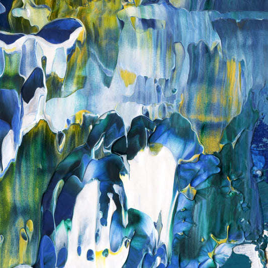 Aqueous Excavation A6 is an abstract oil-on-canvas artwork, a fractal of its parent painting Aqueous Excavation created by Anna Judd for the Scales Collection.