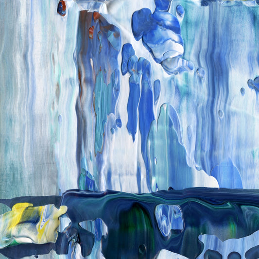 Aqueous Excavation B1 is an abstract oil-on-canvas artwork, a fractal of its parent painting Aqueous Excavation created by Anna Judd for the Scales Collection.