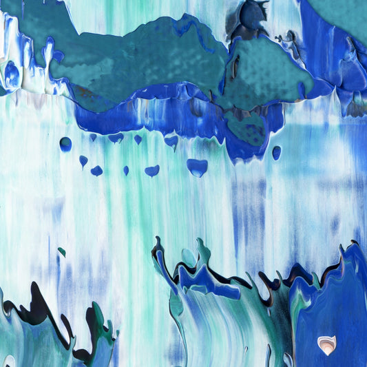 Aqueous Excavation B3 is an abstract oil-on-canvas artwork, a fractal of its parent painting Aqueous Excavation created by Anna Judd for the Scales Collection.