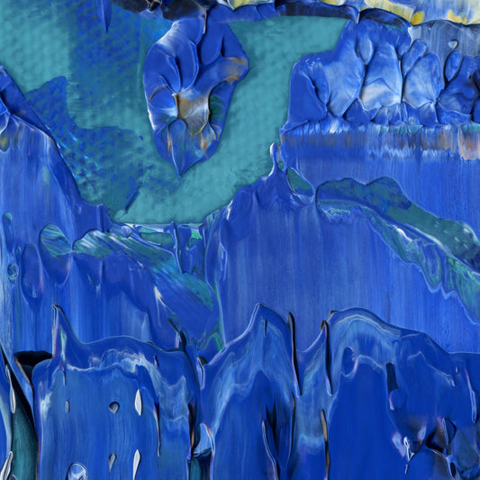 Aqueous Excavation B4 is an abstract oil-on-canvas artwork, a fractal of its parent painting Aqueous Excavation created by Anna Judd for the Scales Collection.