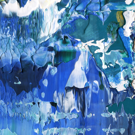 Aqueous Excavation B6 is an abstract oil-on-canvas artwork, a fractal of its parent painting Aqueous Excavation created by Anna Judd for the Scales Collection.