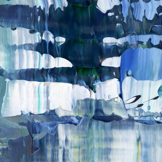 Aqueous Excavation C1 is an abstract oil-on-canvas artwork, a fractal of its parent painting Aqueous Excavation created by Anna Judd for the Scales Collection.