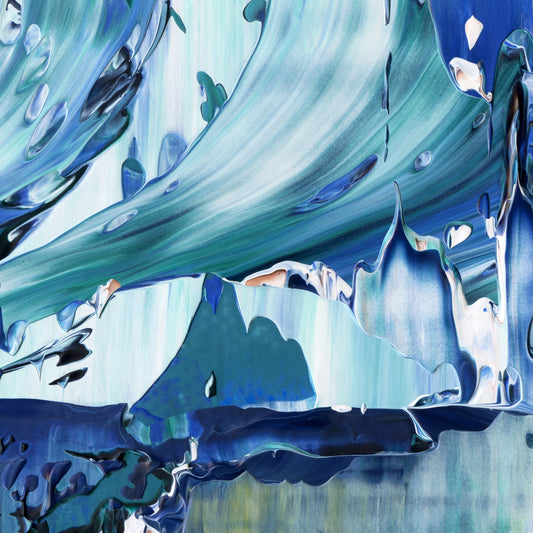 Aqueous Excavation C3 is an abstract oil-on-canvas artwork, a fractal of its parent painting Aqueous Excavation created by Anna Judd for the Scales Collection.