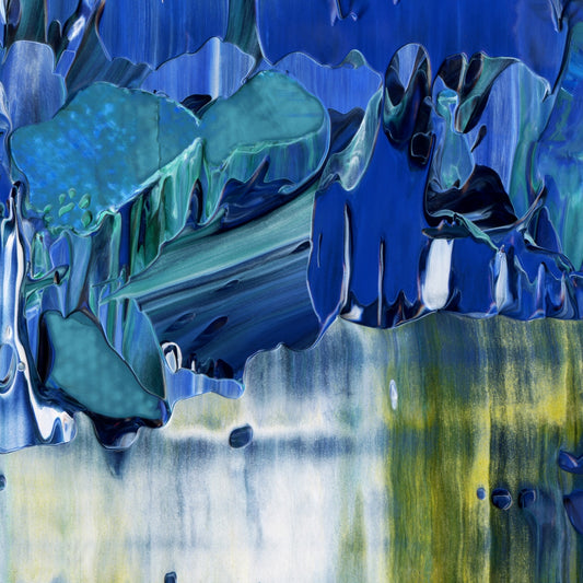 Aqueous Excavation C4 is an abstract oil-on-canvas artwork, a fractal of its parent painting Aqueous Excavation created by Anna Judd for the Scales Collection.