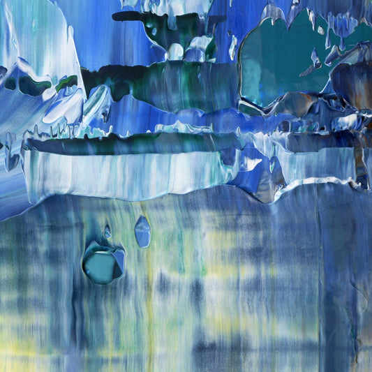 Aqueous Excavation C6 is an abstract oil-on-canvas artwork, a fractal of its parent painting Aqueous Excavation created by Anna Judd for the Scales Collection.