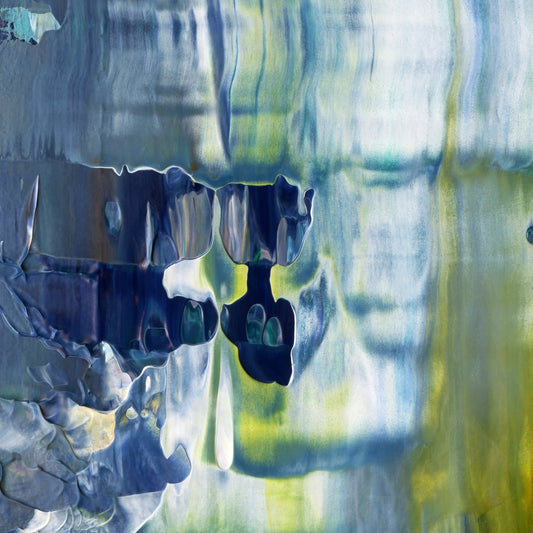 Aqueous Excavation D1 is an abstract oil-on-canvas artwork, a fractal of its parent painting Aqueous Excavation created by Anna Judd for the Scales Collection.
