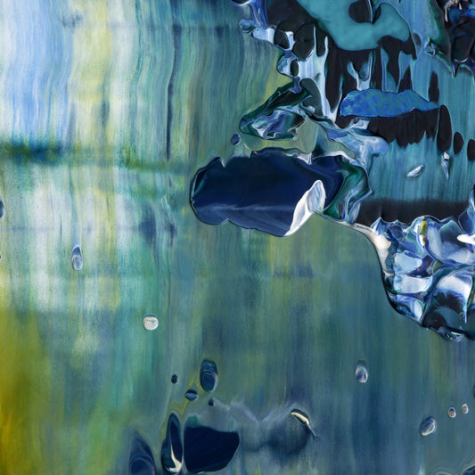 Aqueous Excavation D2 is an abstract oil-on-canvas artwork, a fractal of its parent painting Aqueous Excavation created by Anna Judd for the Scales Collection.