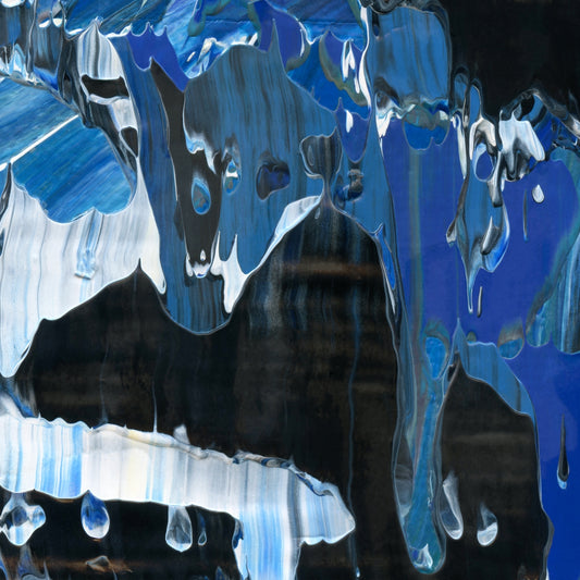 Battle of the Blind Spots A4 is an abstract oil-on-canvas artwork, a fractal of its parent painting Battle of the Blind Spots created by Anna Judd for the Scales Collection.