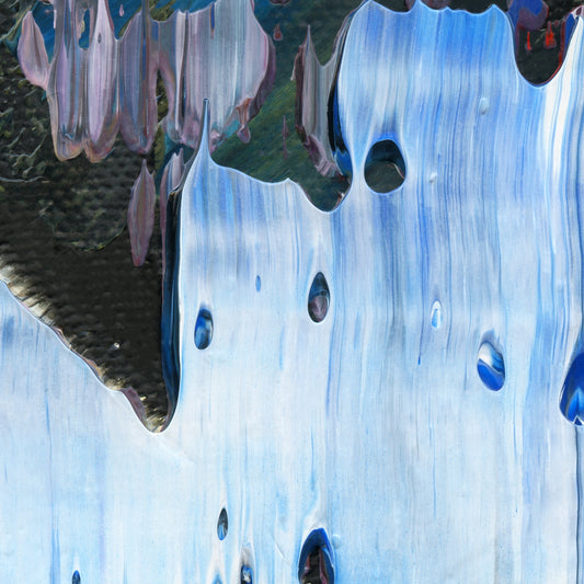 Battle of the Blind Spots C3 is an abstract oil-on-canvas artwork, a fractal of its parent painting Battle of the Blind Spots created by Anna Judd for the Scales Collection.