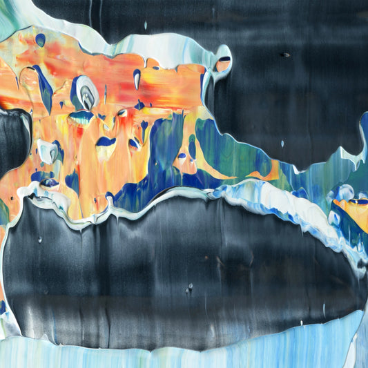 Beachcombing at Thanatopsis A3 is an abstract oil-on-canvas artwork, a fractal of its parent painting Beachcombing at Thanatopsis created by Anna Judd for the Scales Collection.