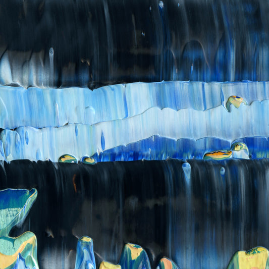Beachcombing at Thanatopsis C4 is an abstract oil-on-canvas artwork, a fractal of its parent painting Beachcombing at Thanatopsis created by Anna Judd for the Scales Collection.