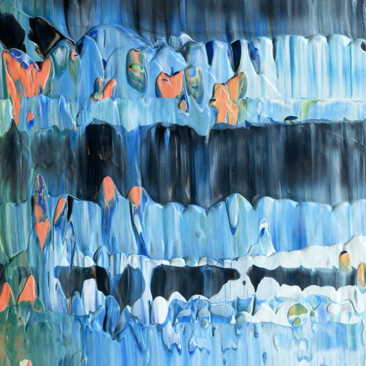 Beachcombing at Thanatopsis D1 is an abstract oil-on-canvas artwork, a fractal of its parent painting Beachcombing at Thanatopsis created by Anna Judd for the Scales Collection.