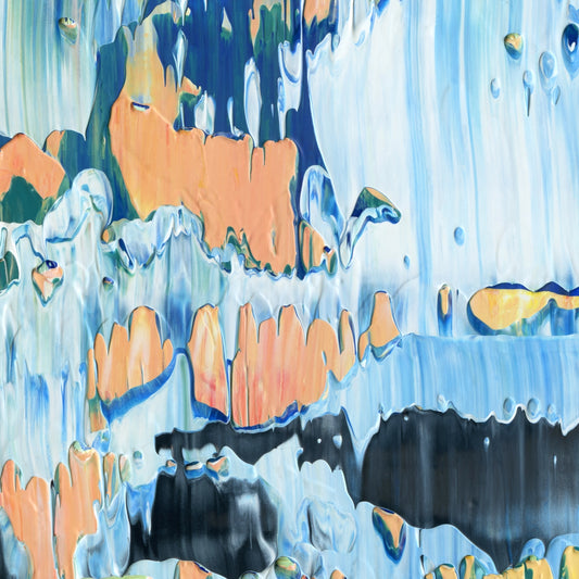 Beachcombing at Thanatopsis E3 is an abstract oil-on-canvas artwork, a fractal of its parent painting Beachcombing at Thanatopsis created by Anna Judd for the Scales Collection.