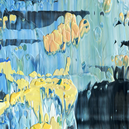 Beachcombing at Thanatopsis E5 is an abstract oil-on-canvas artwork, a fractal of its parent painting Beachcombing at Thanatopsis created by Anna Judd for the Scales Collection.