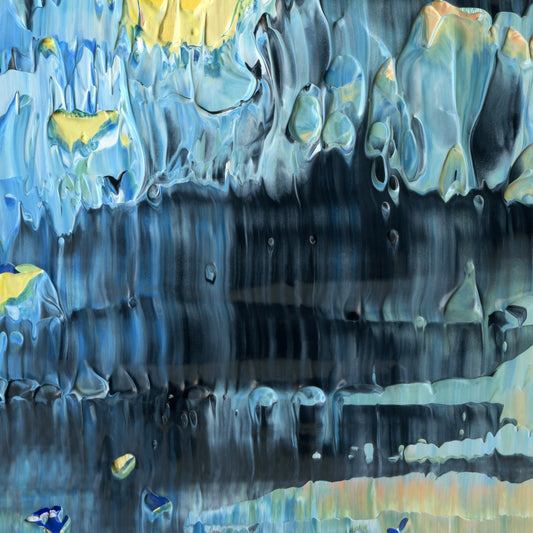 Beachcombing at Thanatopsis F5 is an abstract oil-on-canvas artwork, a fractal of its parent painting Beachcombing at Thanatopsis created by Anna Judd for the Scales Collection.
