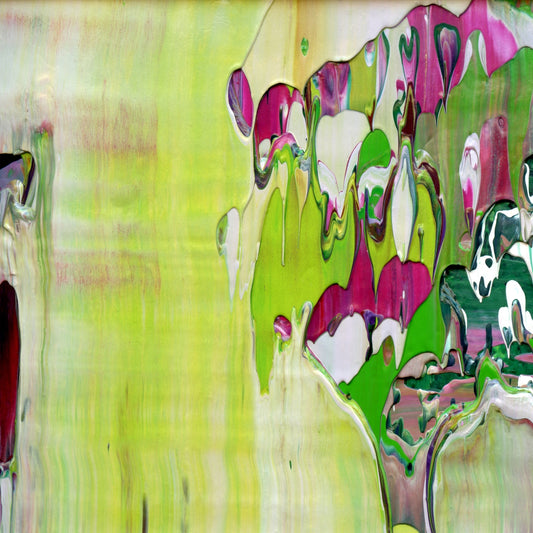 Blink Twice for Yes A1 is an abstract oil-on-canvas artwork, a fractal of its parent painting Blink Twice for Yes created by Anna Judd for the Scales Collection.