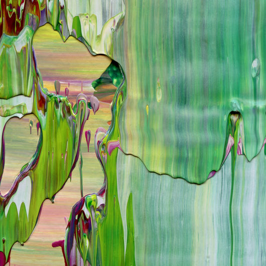 Blink Twice for Yes C3 is an abstract oil-on-canvas artwork, a fractal of its parent painting Blink Twice for Yes created by Anna Judd for the Scales Collection.