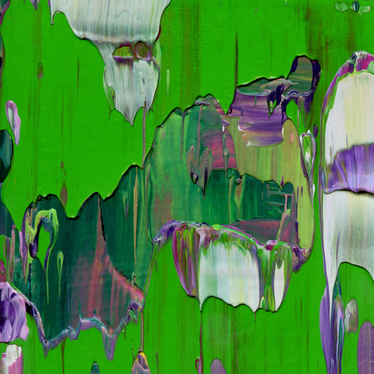 Blink Twice for Yes E1 is an abstract oil-on-canvas artwork, a fractal of its parent painting Blink Twice for Yes created by Anna Judd for the Scales Collection.