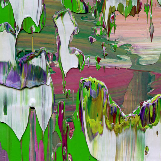 Blink Twice for Yes E2 is an abstract oil-on-canvas artwork, a fractal of its parent painting Blink Twice for Yes created by Anna Judd for the Scales Collection.