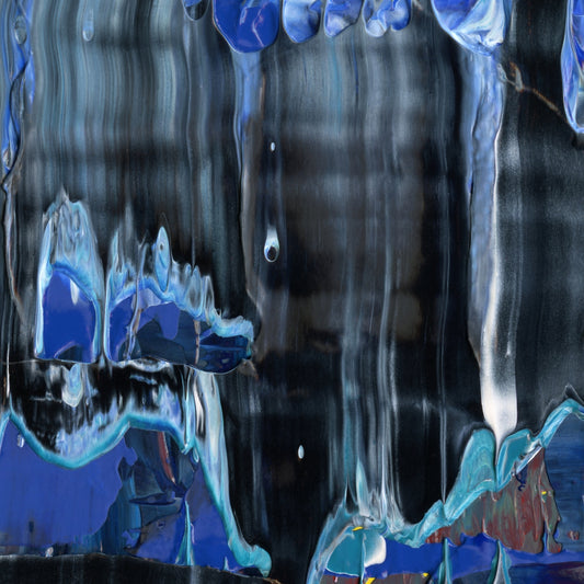 Bluest Love D1 is an abstract oil-on-canvas artwork, a fractal of its parent painting Bluest Love created by Anna Judd for the Scales Collection.