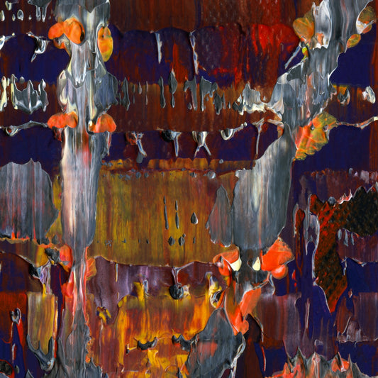 Charlotte and the Thunderbird D4 is an abstract oil-on-canvas artwork, a fractal of its parent painting Charlotte and the Thunderbird created by Anna Judd for the Scales Collection.