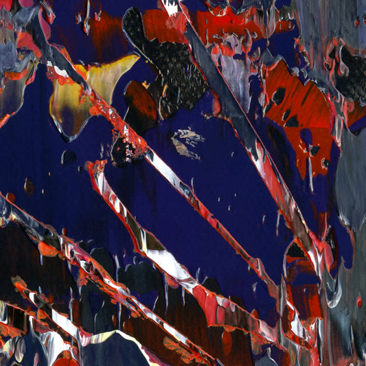 Charlotte and the Thunderbird E3 is an abstract oil-on-canvas artwork, a fractal of its parent painting Charlotte and the Thunderbird created by Anna Judd for the Scales Collection.