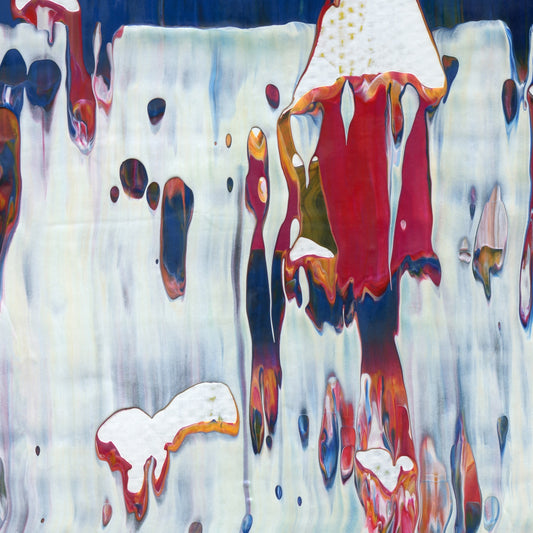 Chomsky's Broken Record C2 is an abstract oil-on-canvas artwork, a fractal of its parent painting Chomsky's Broken Record created by Anna Judd for the Scales Collection.