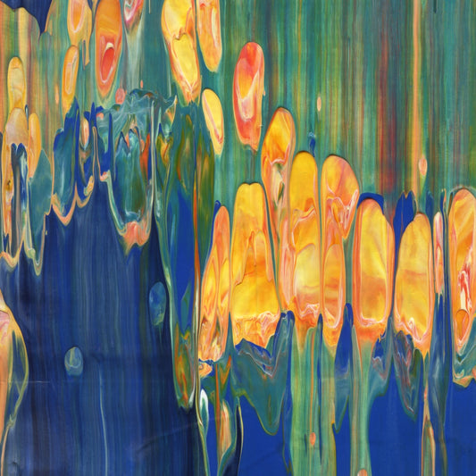 Chromatic Eucharist E1 is an abstract oil-on-canvas artwork, a fractal of its parent painting Chromatic Eucharist created by Anna Judd for the Scales Collection.