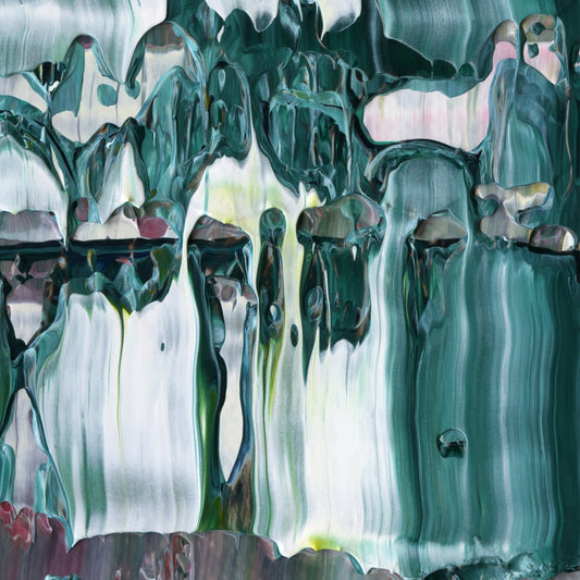 Coulda Shoulda Almost Maybe D4 is an abstract oil-on-canvas artwork, a fractal of its parent painting Coulda Shoulda Almost Maybe created by Anna Judd for the Scales Collection.