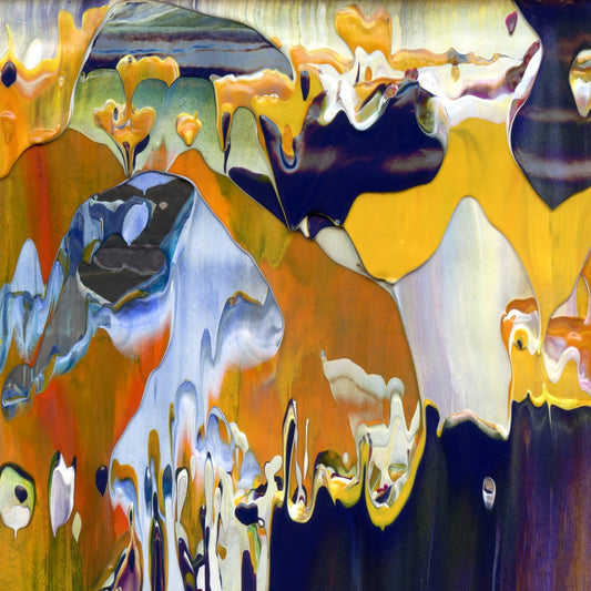 Ditch High Priest A3 is an abstract oil-on-canvas artwork, a fractal of its parent painting Ditch High Priest created by Anna Judd for the Scales Collection.
