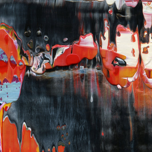 Doomsday Enthusiast A4 is an abstract oil-on-canvas artwork, a fractal of its parent painting Doomsday Enthusiast created by Anna Judd for the Scales Collection.