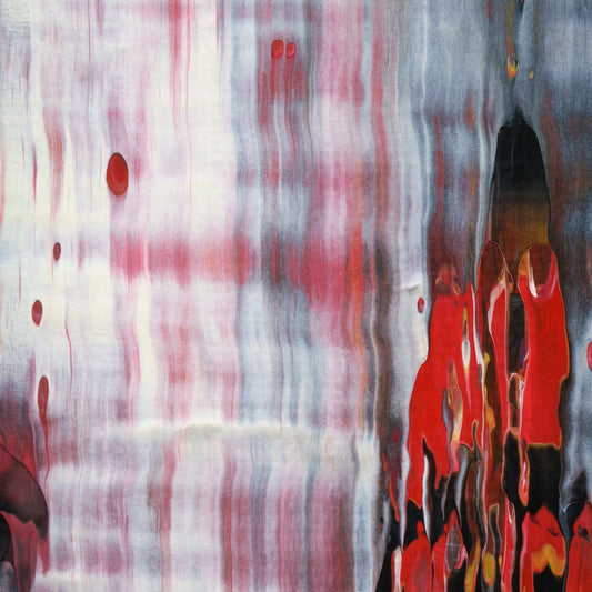 El Fuego De Dios D1 is an abstract oil-on-canvas artwork, a fractal of its parent painting El Fuego De Dios created by Anna Judd for the Scales Collection.