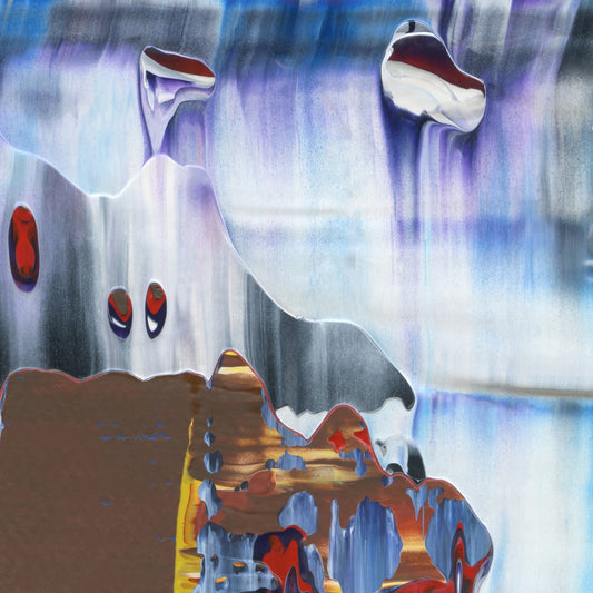 Emotional Ambulance A5 is an abstract oil-on-canvas artwork, a fractal of its parent painting Emotional Ambulance created by Anna Judd for the Scales Collection.
