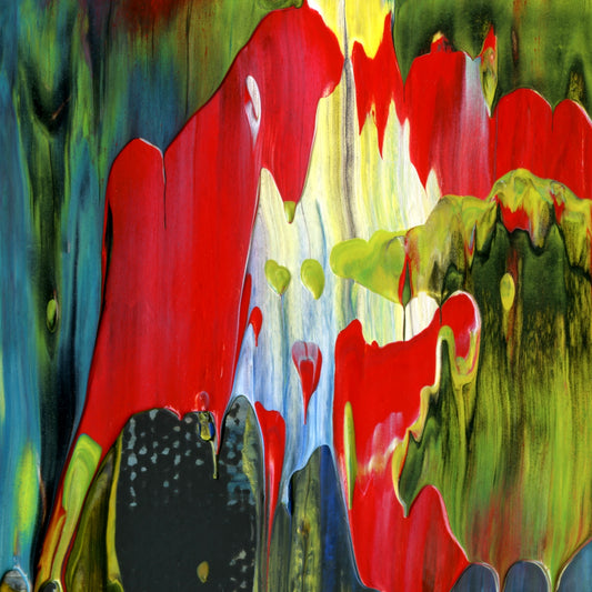 Empty Mind Happy Heart A1 is an abstract oil-on-canvas artwork, a fractal of its parent painting Empty Mind Happy Heart created by Anna Judd for the Scales Collection.