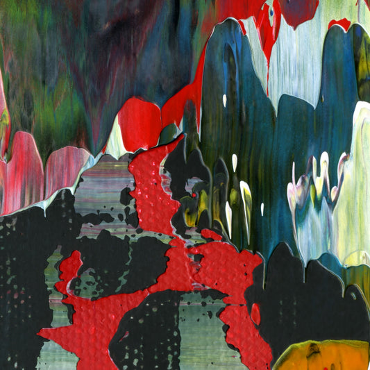 Empty Mind Happy Heart A3 is an abstract oil-on-canvas artwork, a fractal of its parent painting Empty Mind Happy Heart created by Anna Judd for the Scales Collection.