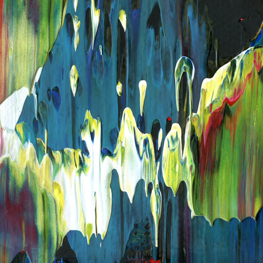 Empty Mind Happy Heart D2 is an abstract oil-on-canvas artwork, a fractal of its parent painting Empty Mind Happy Heart created by Anna Judd for the Scales Collection.