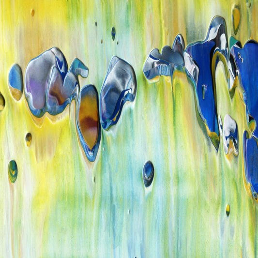 Empty Presents A1 is an abstract oil-on-canvas artwork, a fractal of its parent painting Empty Presents created by Anna Judd for the Scales Collection.