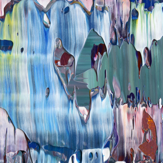 Empty Presents D4 is an abstract oil-on-canvas artwork, a fractal of its parent painting Empty Presents created by Anna Judd for the Scales Collection.