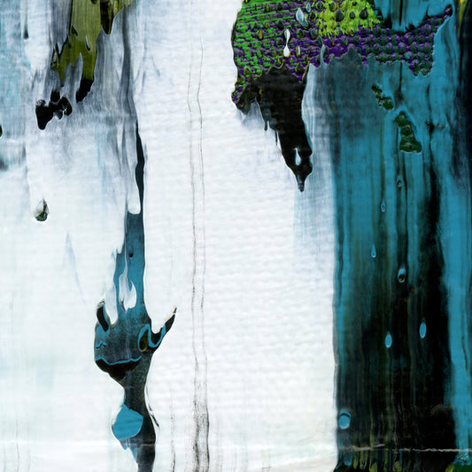 Eschew Irregardless E4 is an abstract oil-on-canvas artwork, a fractal of its parent painting Eschew Irregardless created by Anna Judd for the Scales Collection.