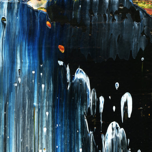 Extinction Event A2 is an abstract oil-on-canvas artwork, a fractal of its parent painting Extinction Event created by Anna Judd for the Scales Collection.