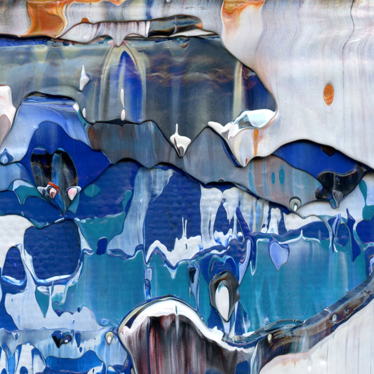 Fall of Ixtapa A3 is an abstract oil-on-canvas artwork, a fractal of its parent painting Fall of Ixtapa created by Anna Judd for the Scales Collection.
