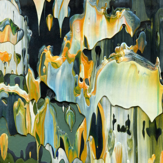 Fern Whisperer B5 is an abstract oil-on-canvas artwork, a fractal of its parent painting Fern Whisperer created by Anna Judd for the Scales Collection.