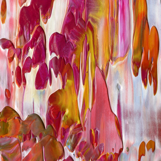 Flapjack Red Boot Dog Whistle B1 is an abstract oil-on-canvas artwork, a fractal of its parent painting Flapjack Red Boot Dog Whistle created by Anna Judd for the Scales Collection.